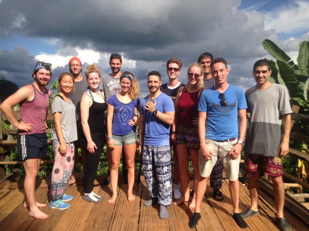 Group of backpackers in Thailand