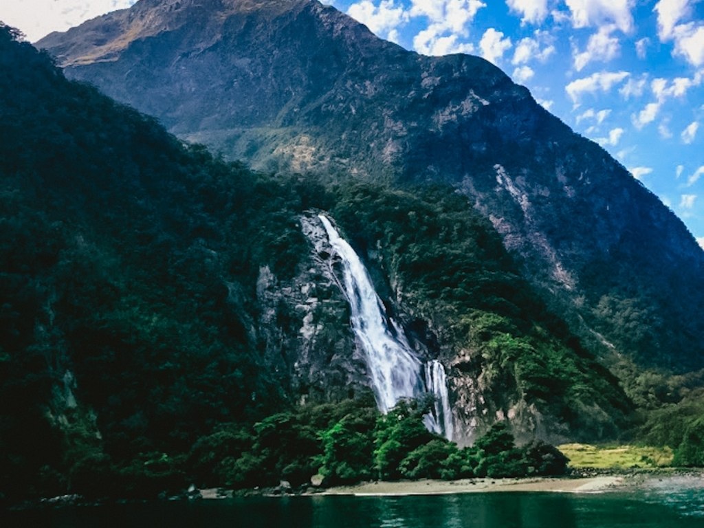 milford sound waterfall