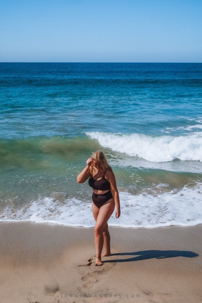 Swimming and surfing on La Punta beach