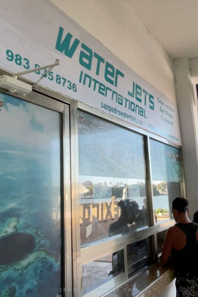 Water Jets International ticket office with a blue font