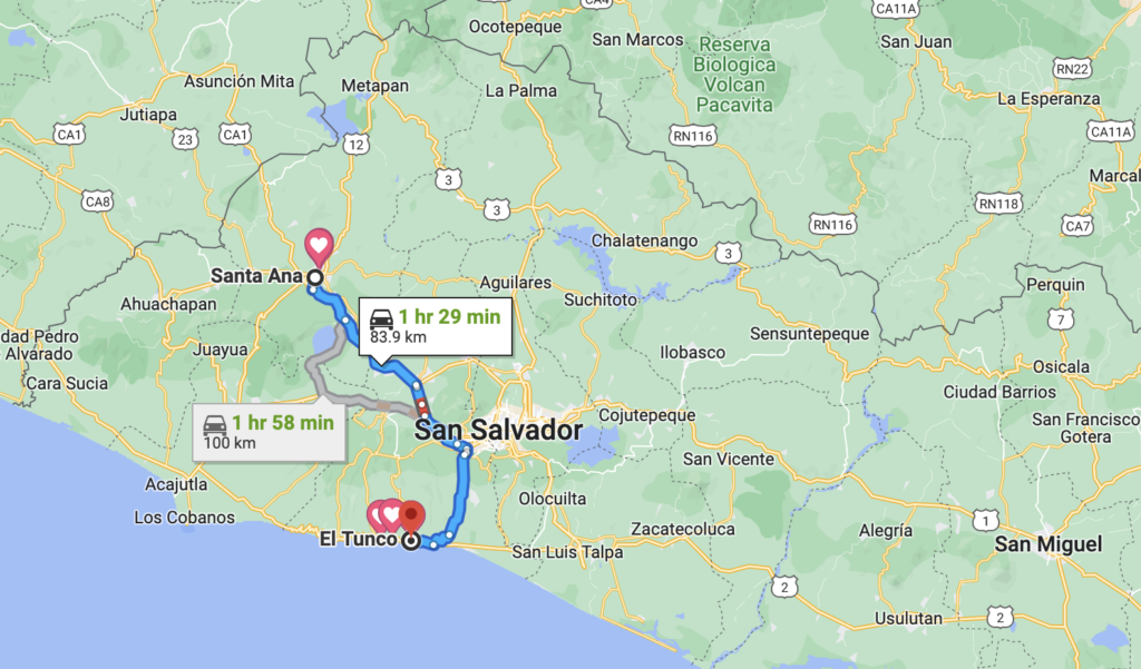 One week in El Salvador Route
