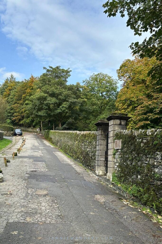 The road leading to Rydal Hall and the Rydal waterfall is steep and narrow